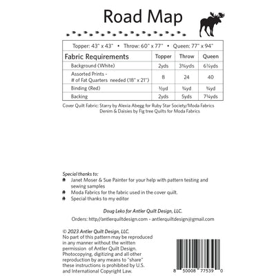 Road Map Pattern Zipper Folder Road Map - Antler Quilt Design, LLC.
