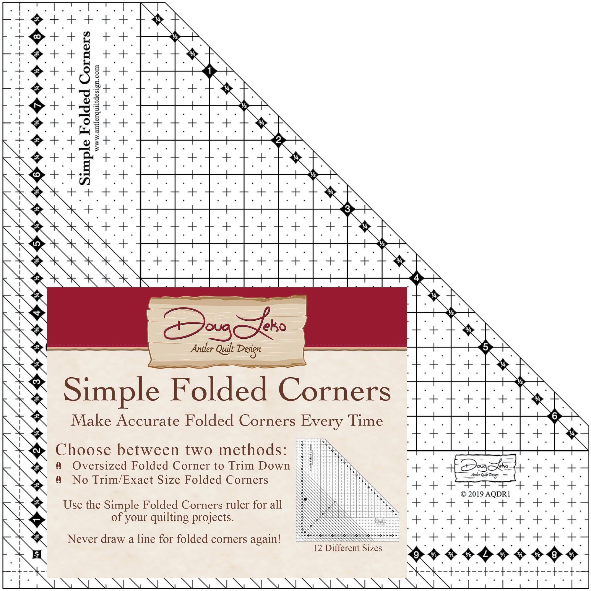 Folded Corner Clipper Quilting Templates Ruler # FCC-01