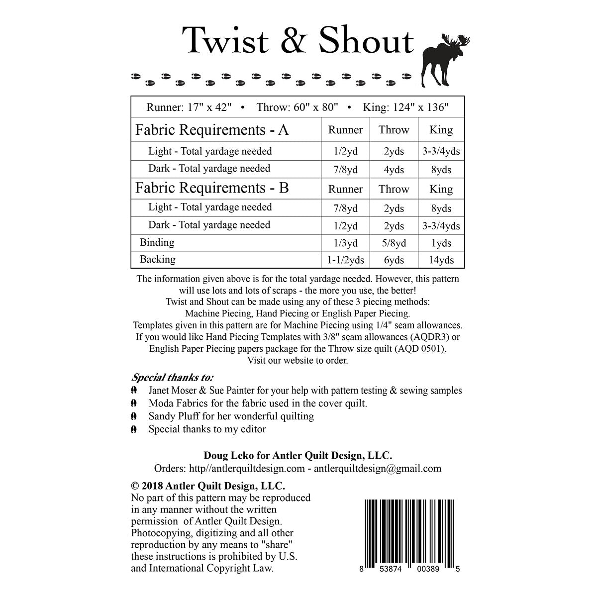 Twist & Shout - Pattern  & 3/8" Seam Templates